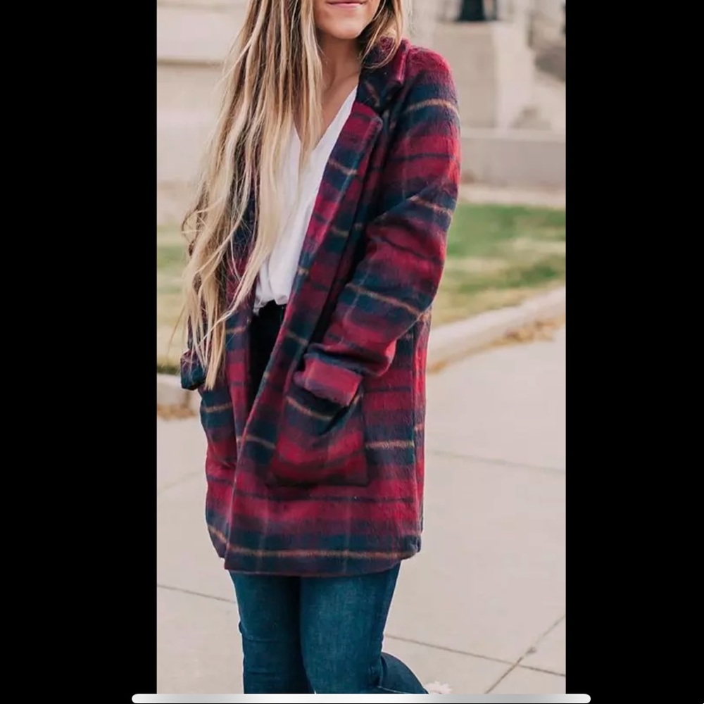 Plaid midi jacket size large